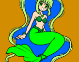Coloring page Mermaid with pearls painted bymaja