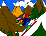 Coloring page Skier painted byBLISTER