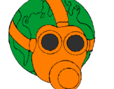 Coloring page Earth with gas mask painted byjuanç