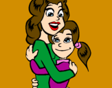 Coloring page Mother and daughter embraced painted bymakili