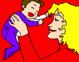 Coloring page Mother and daughter  painted byM.Elisa