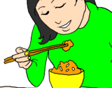 Coloring page Eating rice painted byDora