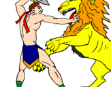 Coloring page Gladiator versus a lion painted byjuan ca