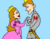 Coloring page Prince and princess looking at each other painted bymorgan miller