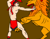 Coloring page Gladiator versus a lion painted byEl boy 