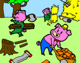 Coloring page Three little pigs 1 painted bycamilo