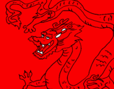 Coloring page Chinese dragon painted byfamili