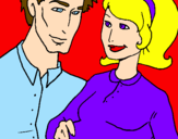 Coloring page Father and mother painted byM.Elisa