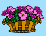 Coloring page Basket of flowers 10 painted by xime