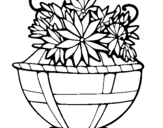 Coloring page Basket of flowers 11 painted byroba