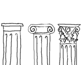 Coloring page Doric, Ionic and Corinthian capitals painted bym