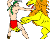 Coloring page Gladiator versus a lion painted byadamAdam Ingram