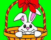 Coloring page Bunny in basket painted byDora
