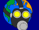 Coloring page Earth with gas mask painted byMilica