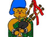 Coloring page Bear bagpiper  painted bykelan