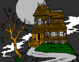 Coloring page Haunted house painted bykelan