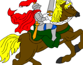 Coloring page Knight on horseback painted byjuan