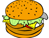 Coloring page Hamburger with everything painted bynazareno