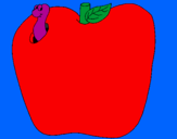 Coloring page Worm in fruit painted bylivia