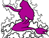 Coloring page Mermaid silhouette painted byhenon