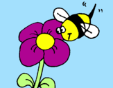 Coloring page Bee and flower painted byandrea