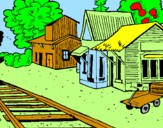Coloring page Train station painted byCrab
