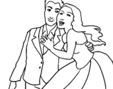 Coloring page The bride and groom painted byAidyn