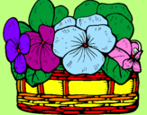 Coloring page Basket of flowers 12 painted byflor da nice