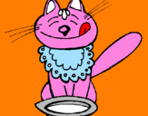 Coloring page Cat eating painted bysavannah