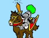 Coloring page Knight raising his sword painted bya