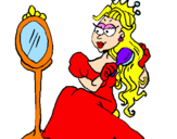 Coloring page Princess and mirror painted byMaira