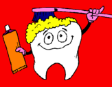 Coloring page Tooth cleaning itself painted byella