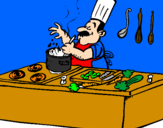 Coloring page Cook in the kitchen painted bycu
