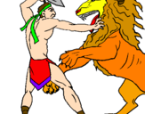 Coloring page Gladiator versus a lion painted bydave