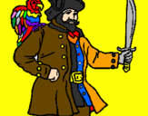 Coloring page Pirate with parrot painted byidan