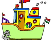 Coloring page Boat with anchor painted bysaid
