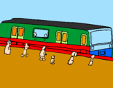 Coloring page Passengers waiting for a train painted byCrab
