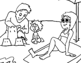 Coloring page Family vacation painted bya