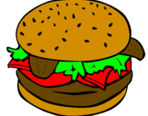 Coloring page Hamburger with everything painted bytest