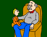 Coloring page Grandfather and grandchild painted bysavannah