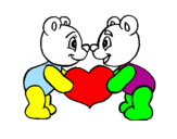 Coloring page Bears in love painted bypeddro