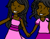 Coloring page Girls shaking hands painted byi want a puppy!!!!