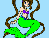 Coloring page Mermaid with pearls painted byJaycee