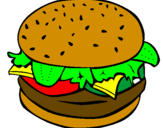 Coloring page Hamburger with everything painted bymi