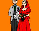 Coloring page The bride and groom III painted byArmands