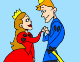 Coloring page Prince and princess looking at each other painted byprince and princess