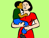 Coloring page Motherly kiss painted byArmands