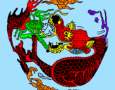 Coloring page Curled up dragon painted by05E105E405D905E8