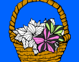 Coloring page Basket of flowers 2 painted bycecilie