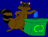 Coloring page Raccoon recycling painted byjordy